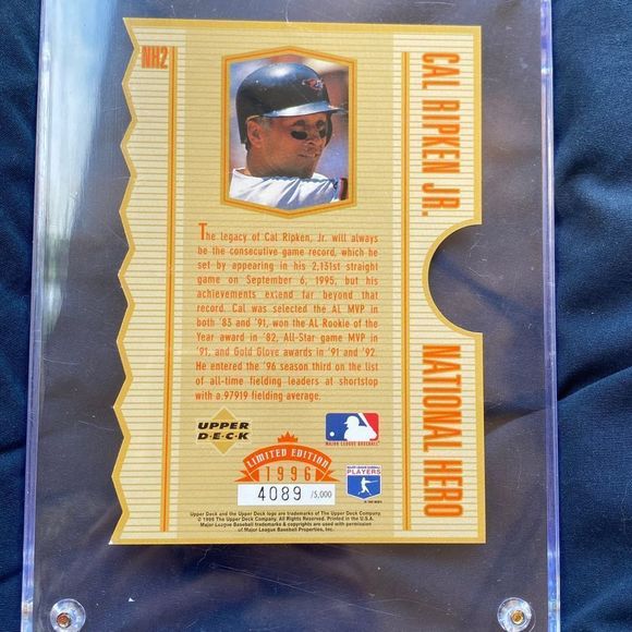 1996 Upper Deck Authenticated National Heroes Promo Cal Ripken Jr #NH2 HOF - Picture 2 of 9